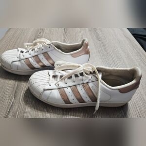 Adidas Superstar white/copper metallic womens sneakers size 7.5